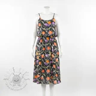 Viscose SATIN Leaves and oranges digital print
