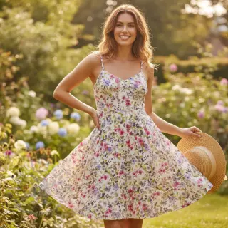 Viscose RADIANCE Flower Uma white digital print