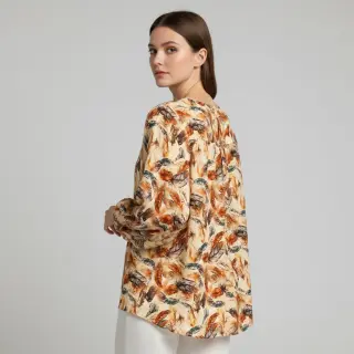 Viskóza RAYON POPLIN Feathers design C digital print