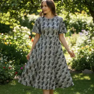 Úplet VISCOSE Structure grey digital print