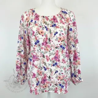 Viscose LUREX Tossed flowers white digital print