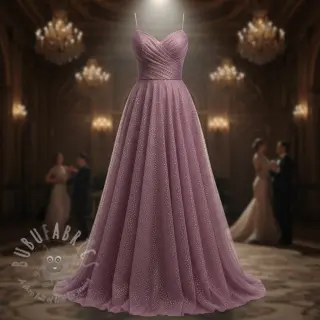 Tule voor TUTU-rok ROYAL SPARKLE dark lilac gold