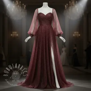 Tule voor TUTU-rok ROYAL SPARKLE aubergine gold
