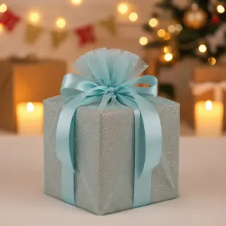 Tyl na TUTU ROYAL SPARKLE light blue gold