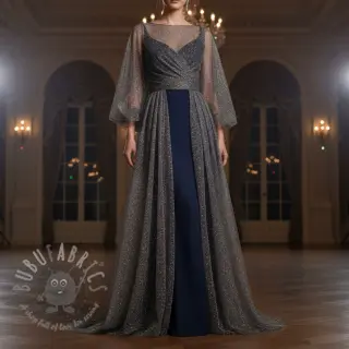 Tule voor TUTU-rok ROYAL SPARKLE dark grey silver