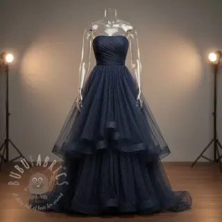 Tule voor TUTU-rok ROYAL SPARKLE navy silver