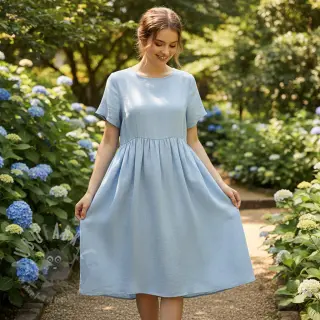 Linnen met katoen Lico light blue