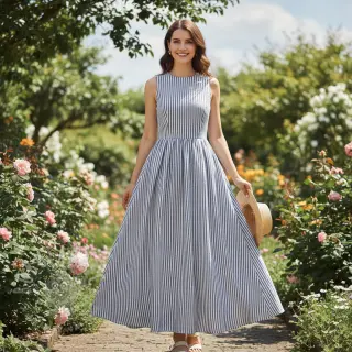 Linnen met katoen Lira big stripe jeans