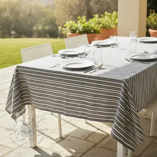 Linnen met katoen Lira big stripe black