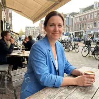 Linnen met katoen Fishbone cobalt