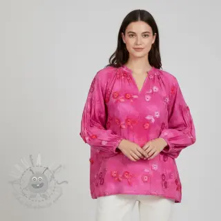 Katoenen stof TIE DYE EMBROIDERY Poppy design U