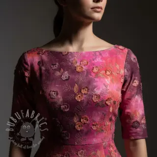 Katoenen stof TIE DYE EMBROIDERY Poppy design Q