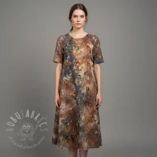 Katoenen stof TIE DYE EMBROIDERY Poppy design M