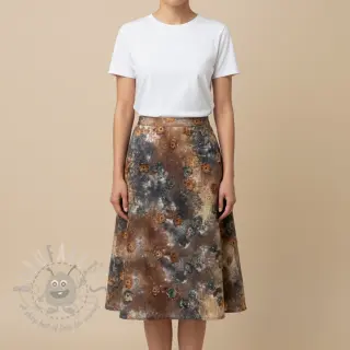 Katoenen stof TIE DYE EMBROIDERY Poppy design M