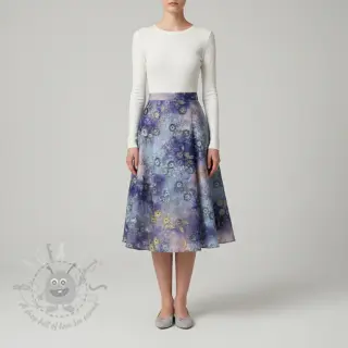 Katoenen stof TIE DYE EMBROIDERY Poppy design T