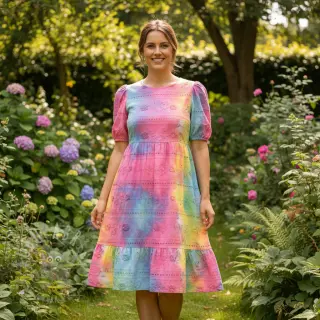 Katoenen stof EMBROIDERY Tie dye Della design B