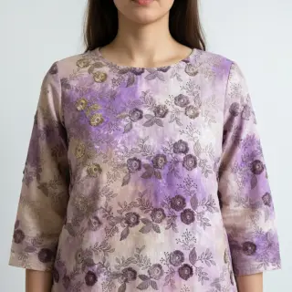 Bavlnená látka TIE DYE EMBROIDERY Poppy design J