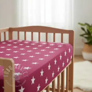 Katoenen stof Stars cerise