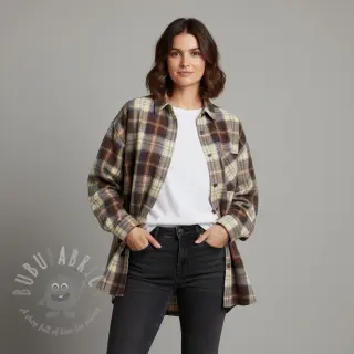 Katoenen stof YARN DYED CHECK BRUSHED brown