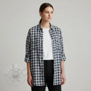 Katoenen stof YARN DYED CHECK BRUSHED Silva design B