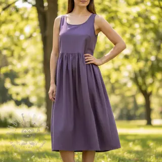 Katoenen popeline plum