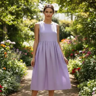 Katoenen popeline bright lilac