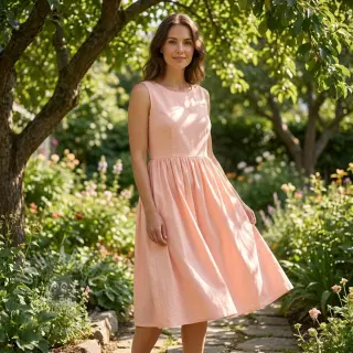 Katoenen popeline light rose