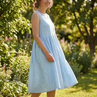 Katoenen popeline blue