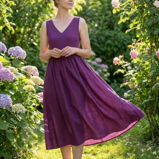 Katoenen popeline dark purple