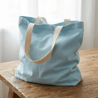 Katoenen popeline light blue