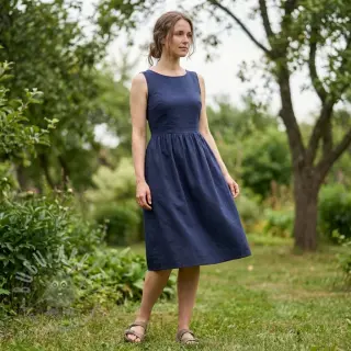 Katoenen popeline navy