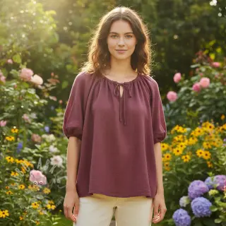 Katoenen stof SLUB WASHED mauve