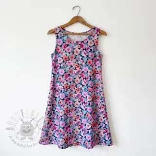 Katoenen stof Significant flowers navy digital print