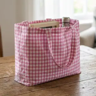 Katoenen stof Check pink