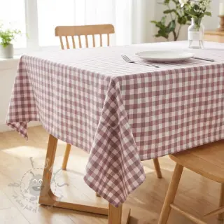 Katoenen stof Check mauve