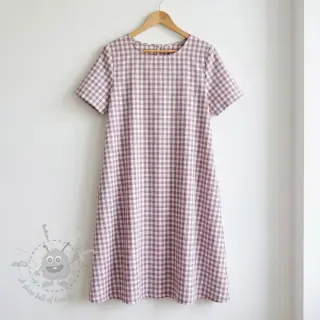 Katoenen stof Check mauve
