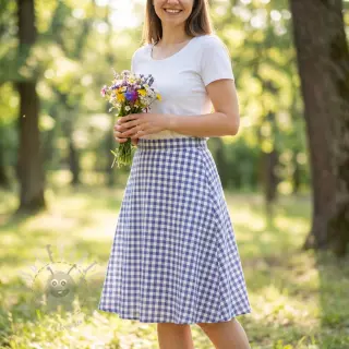 Katoenen stof Check lavender
