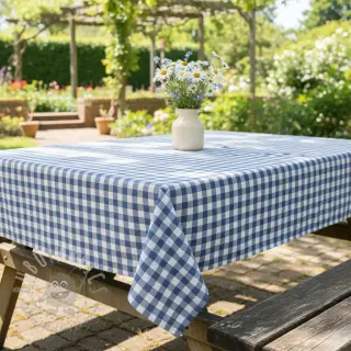 Katoenen stof Check blue