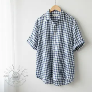 Katoenen stof Check blue