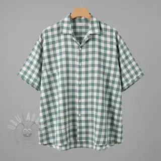 Katoenen stof Check teal