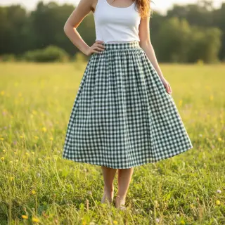Bavlnená látka Check dark green