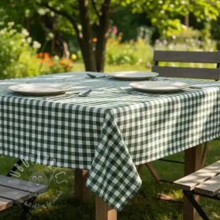 Katoenen stof Check dark green
