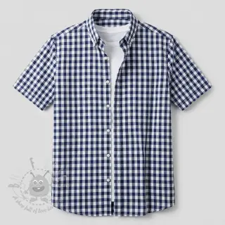 Katoenen stof Check navy