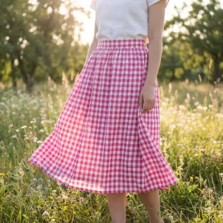 Katoenen stof Check fuchsia