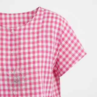 Katoenen stof Check fuchsia