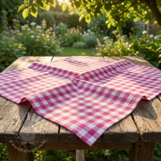 Katoenen stof Check fuchsia