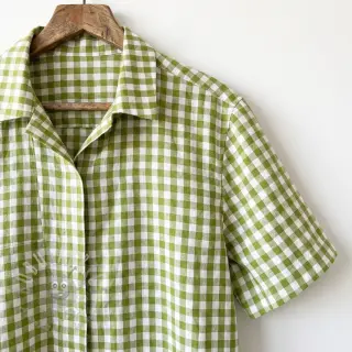 Katoenen stof Check old lime