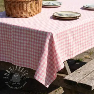 Katoenen stof Check rosa