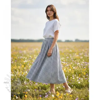 Katoenen stof Check grey