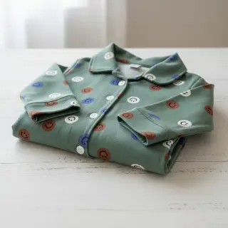 Bavlnená látka FLANNEL Happy faces army green
